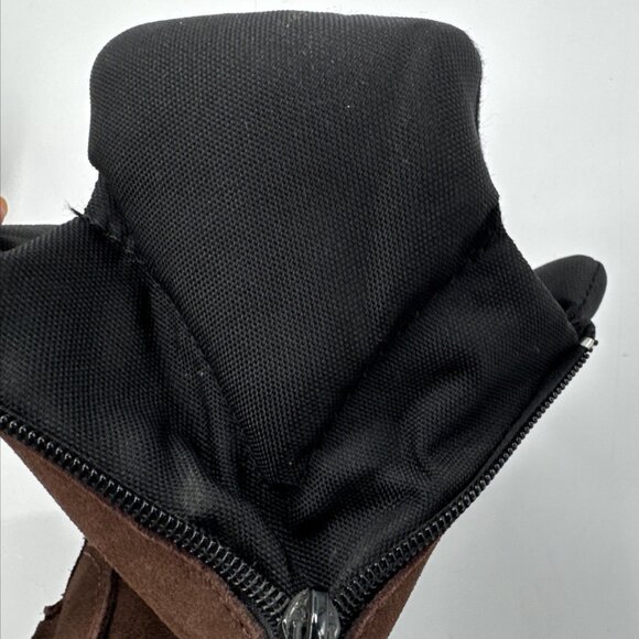 Mens Duck Boots 10 Brown Leather Rubber Mid Front Zip Padded Winter Comfortemp - Picture 9 of 12